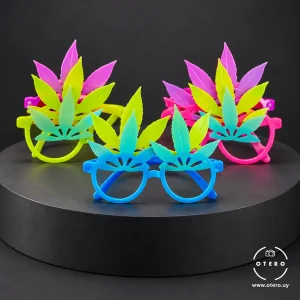 Lentes flúo con diseño de hoja, pack de 12