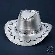 Sombrero cowboy metalizado plateado